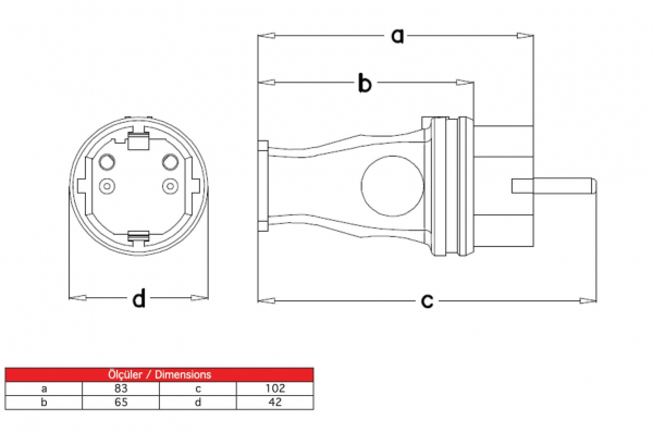 Schutzkontakt Gummistecker IP44 (Schwarz)